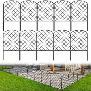 10-Pack Decorative Garden Fence, 24in(H) x 10.8ft(L) Rustproof Metal  Grid Panels -  Barrier & Landscape Border for Temporary Fencing Yard, Patio, Flower Beds, and Outdoor Decor