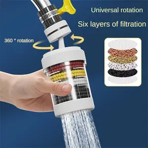 Filter Water |Visible filtering effect 6-fold filtration, 360° Rotating Faucet Water Filter.Kitchen Bathroom Universal Detachable for cleaning and reuse. Water Filter 2.0