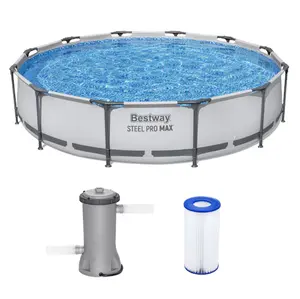 Bestway Steel Pro MAX 12ft x 30in Above Ground Swimming Pool Set with Filter Pump