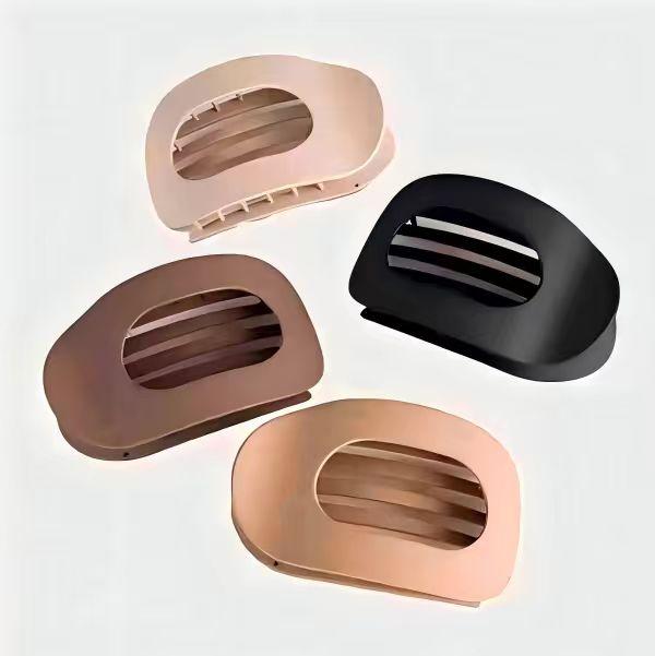 Solid Color Hair Clip, 4pcs Oval Acrylic Hair Clips Set for Women, No Trace Flat Large Hair Clip, Elegant Minimalist Frosted Solid Color Hair Clips for Daily Wear, Ideal Gifts for Her