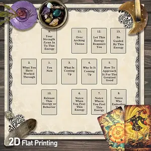 Celtic Cross Tarot Spread Chart Tablecloth - Thirteen Cards Spiritual Guidance Tarot Card Tablecloth - Energy Flow Chart Gaming Tablecloth - Divination Witchcraft Oracle Cards Astrology Altar Cloths - Pendulum Crystal Grid Meditation Table Cloths