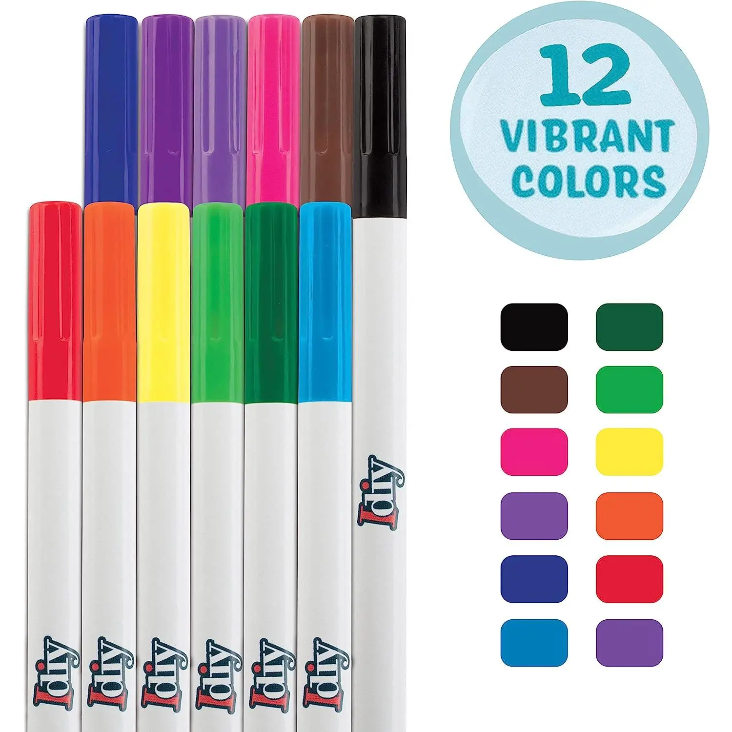 Diy (12-Pack) Vibrant Colors Fabric Markers Permanent Coloring DIY Paint Pens Art Paint Pens Kit with Fine Bullet Tip for Clothes & Fabric Fade Proof No Bleed Child Safe Non Toxic Craft Project for Classroom School