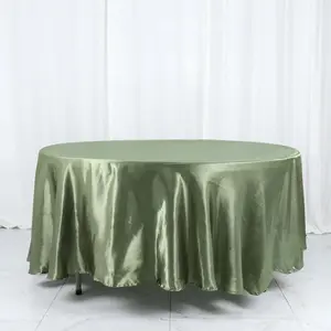 Satin Round Tablecloth 108" Dusty Sage Green - Smooth & Durable Table Cover