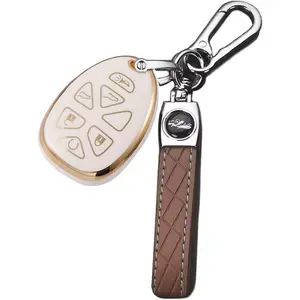 Key Fob for Tahoe Suburban Yukon: 6 Buttons Key Fob Cover Fit for 2007 to 2014 Chevy Tahoe Surburban GMC Yukon Yukon XL Yukon Denali Remote Case Cover Replacement |   White Key Fob Shell with Keychain