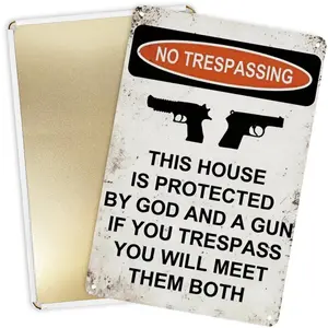 NO TRESPASSING Vintage Tinplate Metal Sign Caution: 8" X 12" Classic Bar Karaoke Metal Retro Metal Sign Style 8inch×12inch