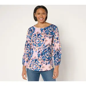 Belle Boho by Kim Gravel Slub Knit Blouson Sleeve Top