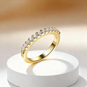 Copper Plated 18K Gold White Zircon Ring Elegant Round Design for Adults Timeless Versatile Accessory Perfect Gift for Special Moments