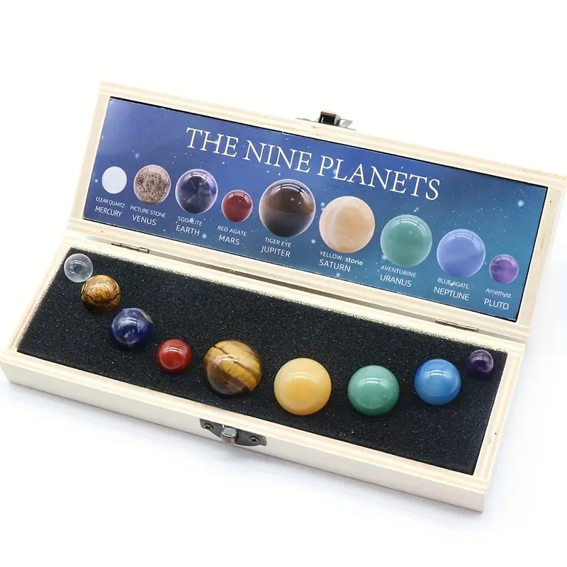 [Popular Choice] 9-Planet Solar System Luxury Crystal Collection - Natural Stone Set with Saturn, Galaxy & Universe Themed Home Ornament, Mineral Specimen Including Gift Box for Science Enthusiasts, Jupiter