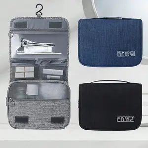 1PC Hanging Toiletry Bag, Water-Resistant Polyester Bathroom Organizer With Multi Compartments, Collapsible Shower Caddy For Toiletries, Cosmetics & Daily Essentials – Keep Your Bathroom & Travel Items Neat, Tidy & Space-Saving  Foldable Hanging