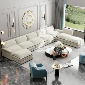 8-Seats U-Shaped   Variable   Set   Ottomans Convertible  Modular     Soft Seat For Living Room sofa with sectional couch Oversized Faux Fur Bean Bag coffee Marble Dining Table