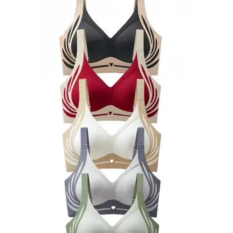 Women's Colorblock Wireless Bra, Soft Comfortable Breathable Backless Design Bra, Adjustable 4-hook Bra for All Seasons, Womenswear, Wireless Underwear Bras