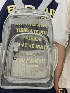 High Capacity Transparent Backpack, PVC Waterproof Durable Clear Backpack, Adjustable Straps, School, Work, Sports, Travel, University