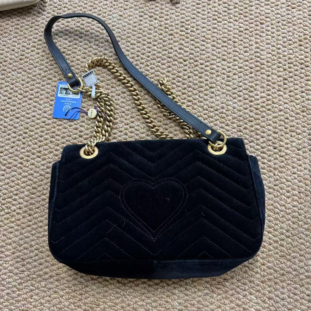 Pre-owned GUCCI GG Marmont | Black Velvet Crystal Limited Edition Bag|18696117