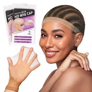 Skinlike HD Wig Cap 4-Pack Ultra-thin Invisible and Sheer Breathable Stretchy Stocking Caps for Lace Front Wigs Breathable Wig Caps for Women One Size Fits All Summer Sweat-Proof Comfortable Daily Wear No Slip
