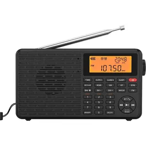 D109 Portable Radio AM/FM/SW/LW Shortwave Radio Receiver  Operated Radio with Good Reception,  Sound  BT Mp3 Speaker,  Clock Sleep Function