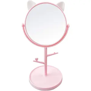 Desk Mirror in Cute  Ears Shape-Kawaii &Vanity Mirror for You in Bathroom or Bedroom- Pink