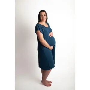 Plus Size Navy Blue Mommy Labor and Delivery Nursing Hospital Gown