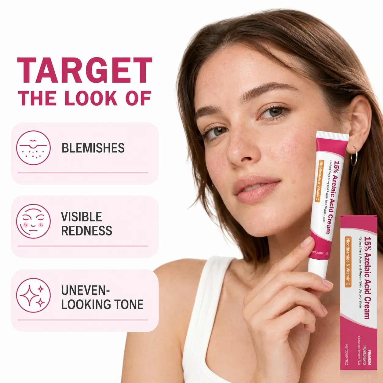 Azelaic Acid Face Cream for Redness & Acne - New Look, Same Formula! Clear Skin Support