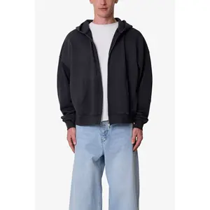 mnml Heavy Basic Zip Up Hoodie - Washed Black