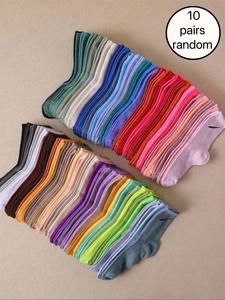 unisex random soild color ankle socks, casual comfortable breathable socks for daily wear, multipack low cut knit socks for men and women