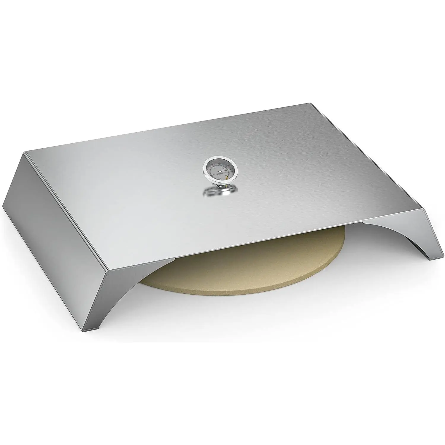 Universal Stainless Steel Grill Conversion Kit - 22x15 in. Rectangular Ceramic Stone, Compact Heat Solution for Gas, Pellet Grills, Ideal for Pizza Cooking