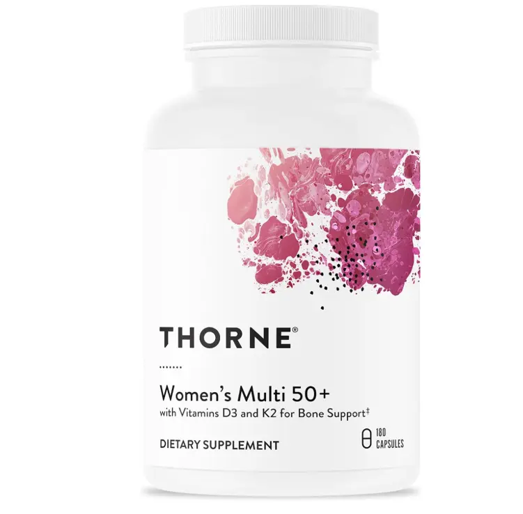 THORNE - Women's Multi 50+ - Comprehensive Daily Multi with Vitamins A, B6, B12, C, D, E, K, Zinc & More - Support Heart, Brain, Bone & Immune Health* - Third-Party Certified - 180 Capsules