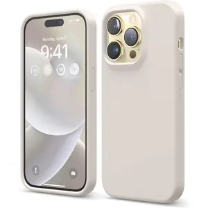 Compatible with iPhone 14 Pro Case, Liquid Silicone Case, Full Body Protective Cover, Shockproof, Slim Phone, Anti-Scratch Soft Microfiber Lining, 6.1 inch (Stone)