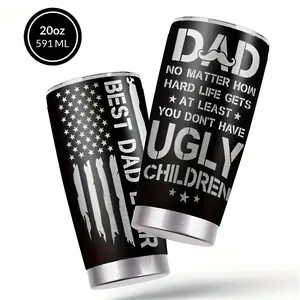 Monologue to Dad Printed Water Cup with Straw Cover, 1 Piece of 20 Oz Stainless Steel Insulation Cold Water Cup, Double Layer Vacuum Cup, Ideal Gift for Father
