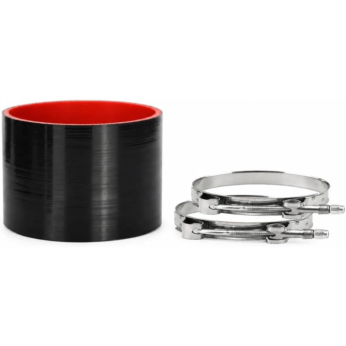 Straight 4.0" (101.6mm) ID High Temperature 4-ply Silicone Hose Coupler with T-Bolt Clamp