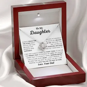 To My Daughter - Believe In Yourself | Inspirational Strength Love Knot Necklace from Dad | 14k Sentimental Jewelry Gift for Birthday, Graduation, or Special Occasions | A Heartfelt Present to Inspire and Empower 1514D