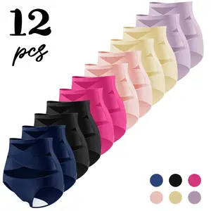 12/6PCS-Women’s seamless butt-lifting panties, mid-rise design with crisscross mesh, soft, skin-friendly, breathable triangle shape, tummy control for a lifted rear, basic women’s underwear, invisible women’s lingerie, suitable for graduation dresses.