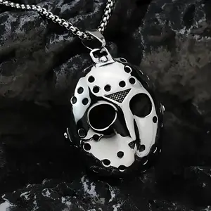 Vintage Stainless Steel Pendant Black Friday Jason Mask Necklace-ss Boho Style 304 Stainless Steel Pendant for Halloween