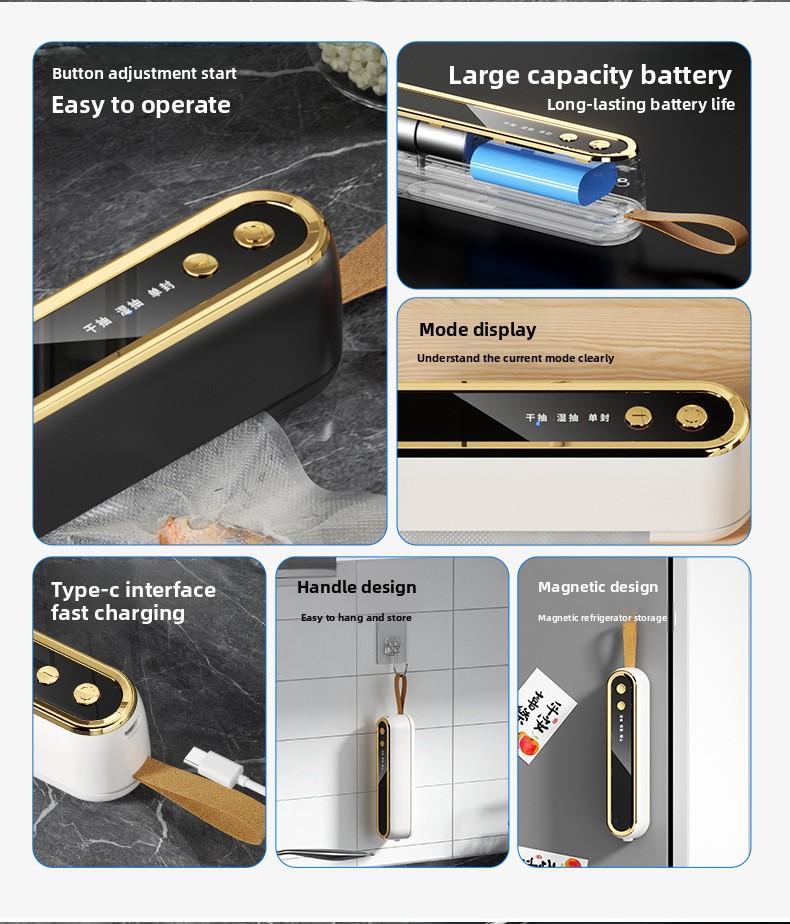 USB Portable Vacuum Sealer | Mini Food Sealer, Vacuum Preservation Machine, Kitchen Food Storage & Bag Sealer