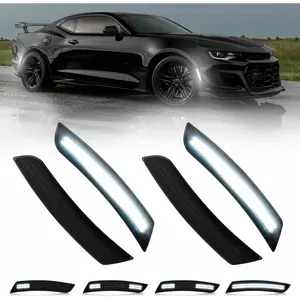 Upgraded Dynamic LED Side Marker Lights White for Chevrolet Camaro 2016-2023 Front and Rear Fender Side Marker Lights Smoke Lens 4-Pack
