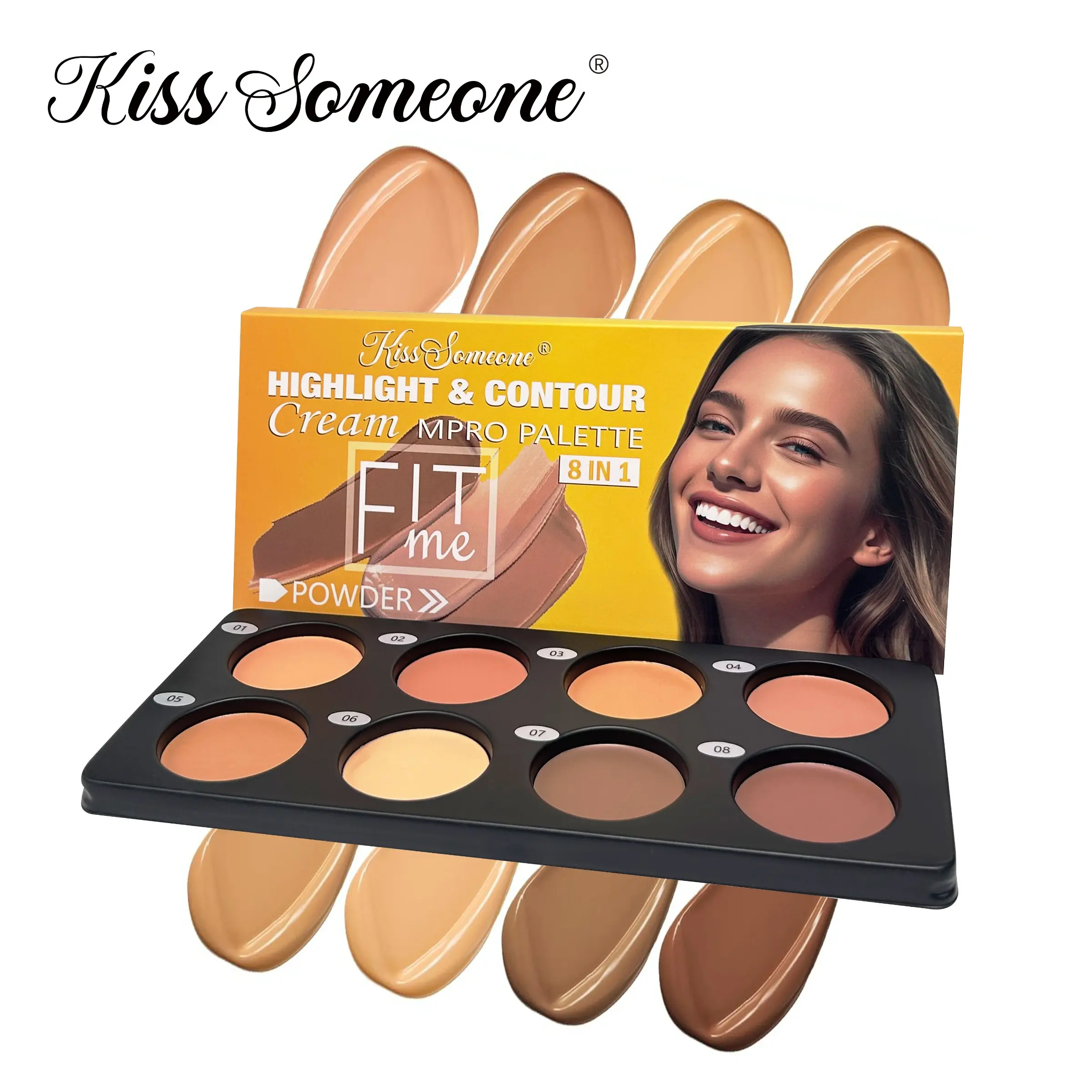 8 Color Cream Contour Facial Contouring Makeup Palette, Long Lasting Full Coverage Concealer, Contouring Foundation, Sculpt & Highlight, Blendable Bronzer