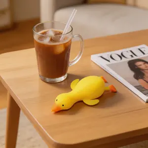 Slow Rebound Squishy Duck Fidget Toy, Soft Stretchy Yellow Duck Stress Relief Toy with Cute Kawaii Animal Design for Anxiety Relief