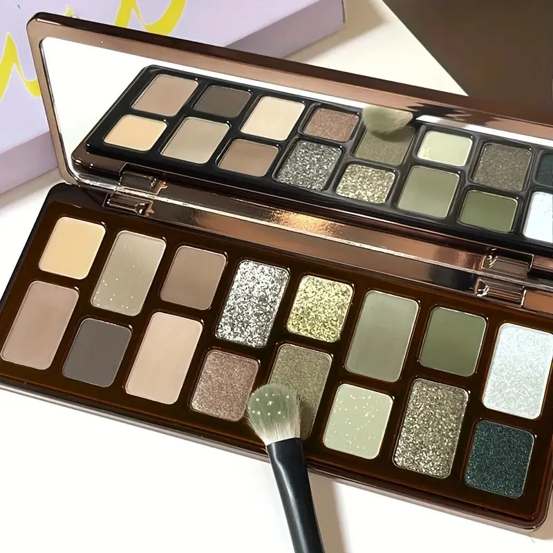 BAOZILAN Natural Color 16-Color Eyeshadow Palette Floating Impromptu Heart-Stealing Earth Color Smoky Pearlescent Multi-Color Eyeshadow Makeup Cosmetic Glitter Shimmer Shimmer Sparkle