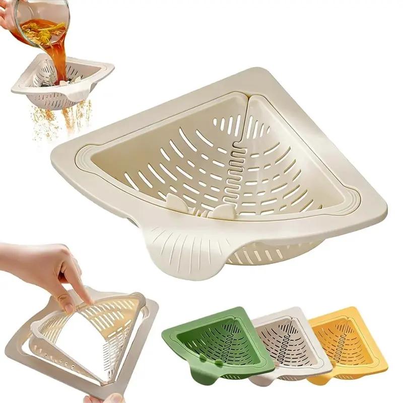 1pc Magnetic Suction Corner Sink Strainer – Anti Clogging Kitchen Strainer Basket for Food Waste, Fruits & Veggies, Compact Suction Cup Sink Corner Rack