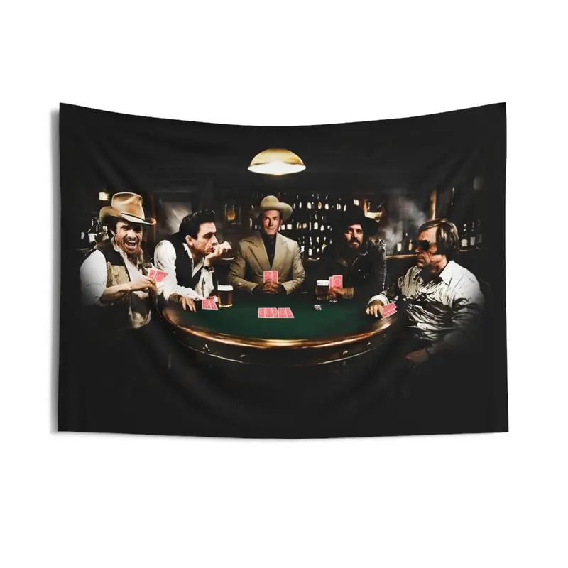Tapestry  Country Legends Poker Game Wall Tapestry, SmokyDawn Shop, Mens Country Tapestry Living Room Decorations Supplies