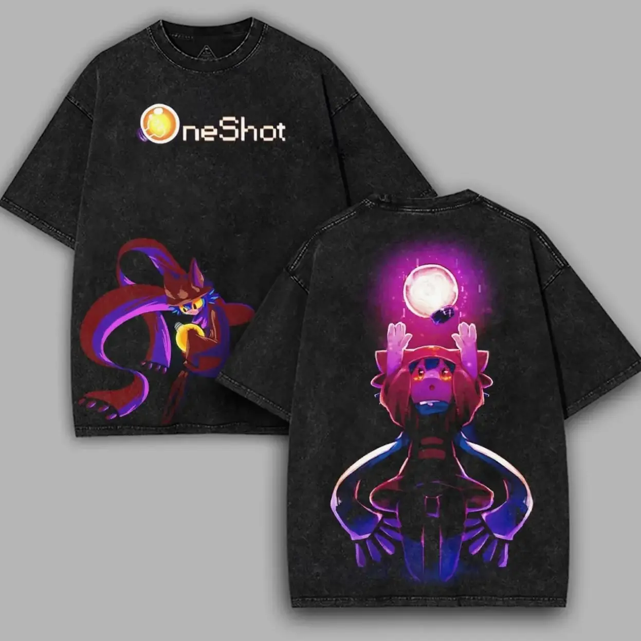 One Shot Game Vintage Cotton Graphic T-Shirt, Unisex Streetwear Soft Print Menswear Casual 90s Style Outfit for Fans