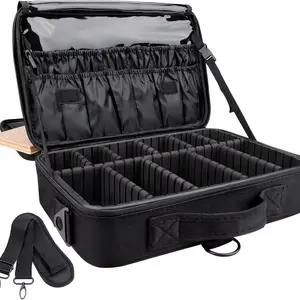 Travel Makeup Case 3 Layers, Portable Makeup Bag Organizer, Adjustable Dividers, Ideal for Artists, Compact and Durable Design