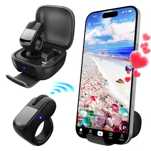 ZOZVO Bluetooth-2.4G Dual-Mode Air Finger Ring Mouse, Mobile Phone Accessory for Selfie Control, PowerPoint Page Turner, Web Browsing, Tiktok Scrolling Ring，foriPhone/Android/PC,Remote Control for Camera/Video Recording/Kindle App (Black) Cellphone