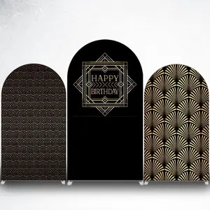 15-day Delivery Gold Art Deco Arch Backdrop Cover for 1920s Gatsby Themed Events