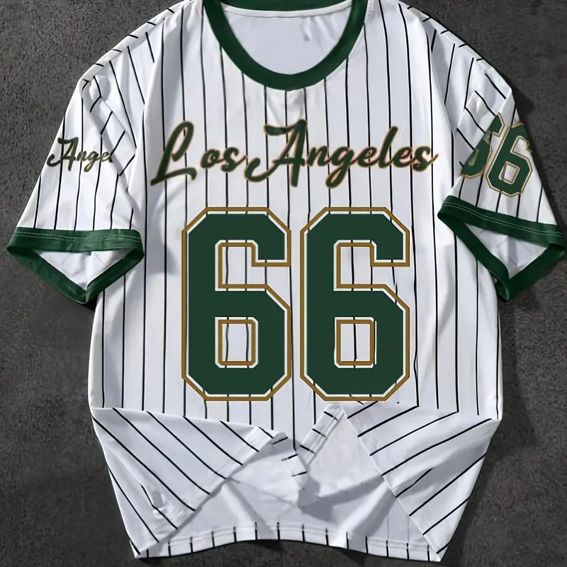 Los Angeles 66" Men's Plus Size Casual Sports Jersey, Athletic Active Tops, Casual Sporty Top in Multiple Colors - Breathable and Stretch Knit Fabric, Crew Neck, Machine Wash, Party Wear, Comfortable Fit