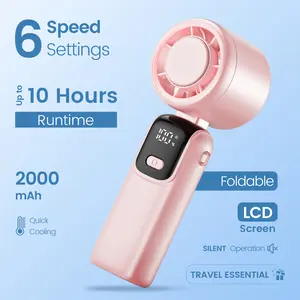 HappyGoo High-Speed Fan Portable Handheld Turbo Fan 5-Speed USB Rechargeable Mini Fan with Adjustable Lanyard for Outdoor Travel Gifts for Women & Men, mini handheld personal fan