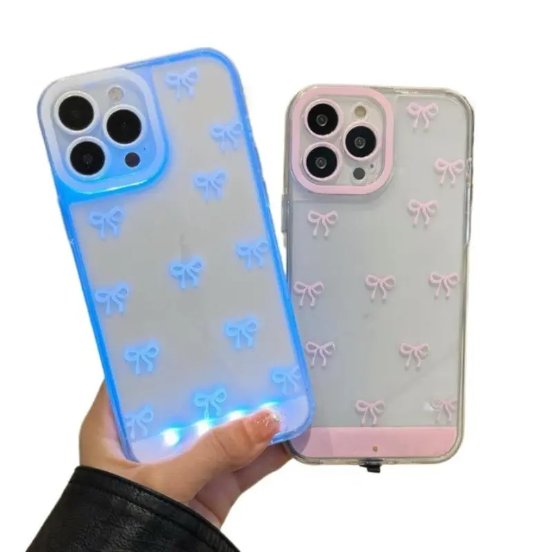 Vibrant LED Bowknot Phone Case for iPhone 11–17 Series – Stylish Shockproof Cover with Light-Up Bow, Unique Diffuser-Style Design, Cute Holiday Party Favor & Daily Protection