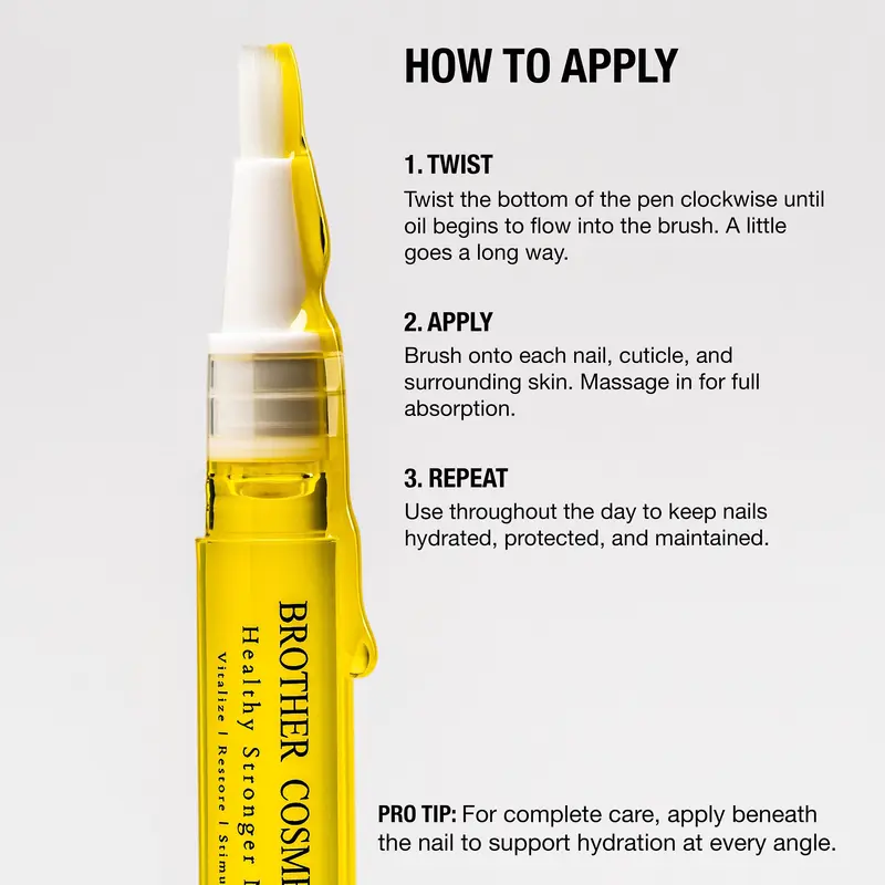 Brother Cosmetics Nail Growth Support Oil For Strength and Moisture | Cuticle Oil for Damaged, Dry, Brittle Nails Brother Cosmetics Nail Growth Support Oil For Strength and Moisture | Cuticle Oil for Damaged, Dry, Brittle Nails