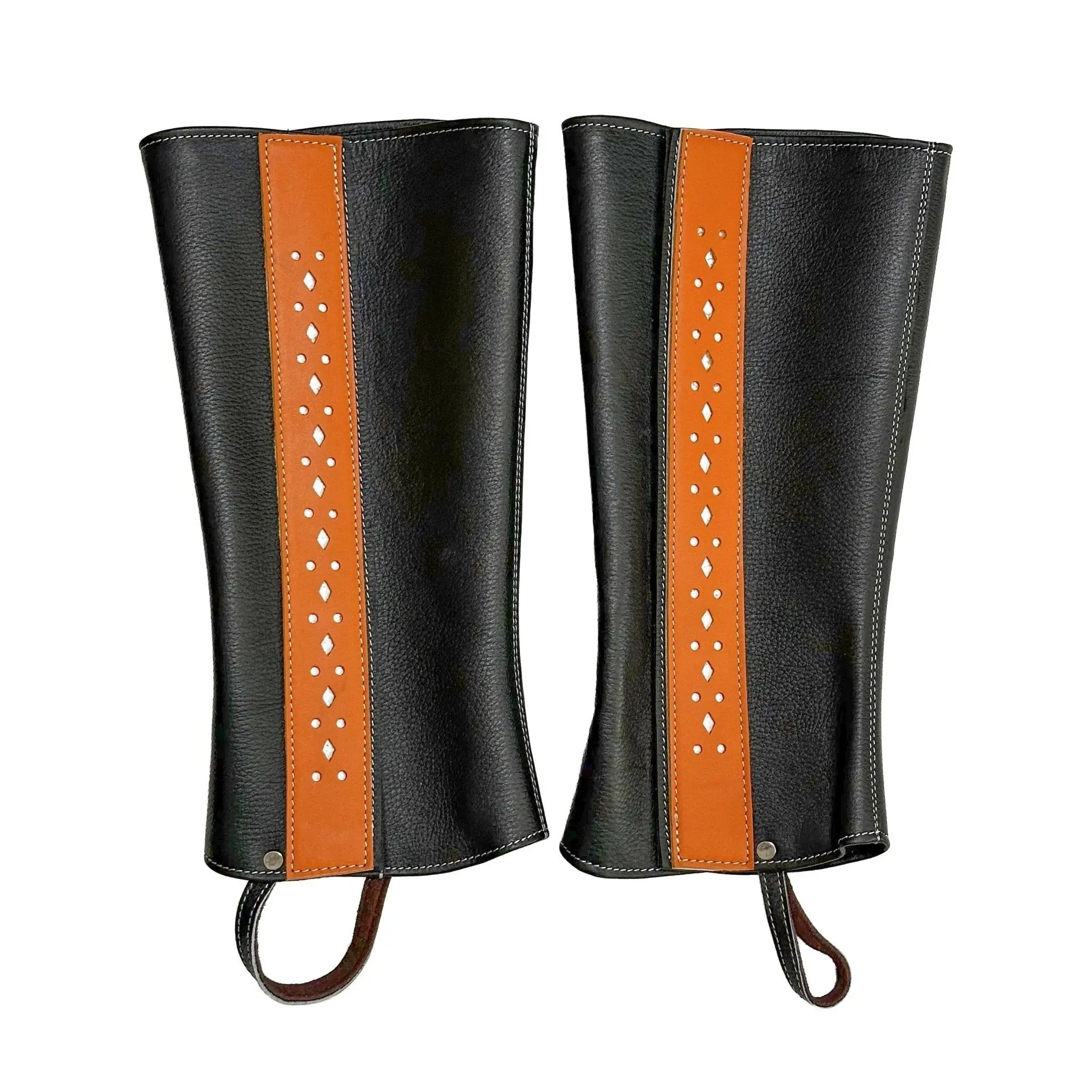 Polainas Black Leather Piel Charra Half Chaps Polainas Black Leather Piel Charra Half Chaps