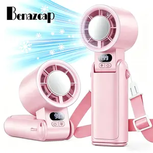 Benazcap Portable Handheld Turbo Fan 21,000 RPM High-Speed Cooling 12hr Battery Life 200 Speed Settings 120° Swivel Digital Display for Outdoor,Travel,Working,Vacation Essentials,SummerVibes