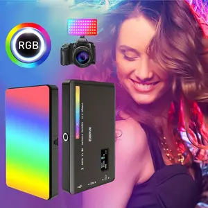 LED RGB Camera Light Full Color Output Video Light Kit Dimmable 2500K-9000K Bi-Color Panel Light CRI 95+ Rechargeable 3100mAh